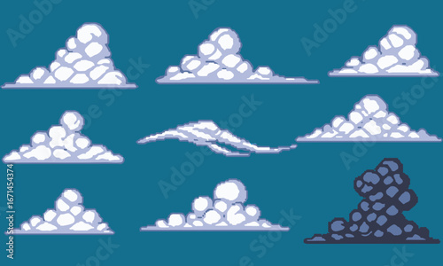 Pixel Art Cloud Pack : Various Weather Elements for Game Design Assets.