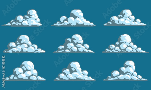Pixel Art Cloud Pack : Various Weather Elements for Game Design Assets.