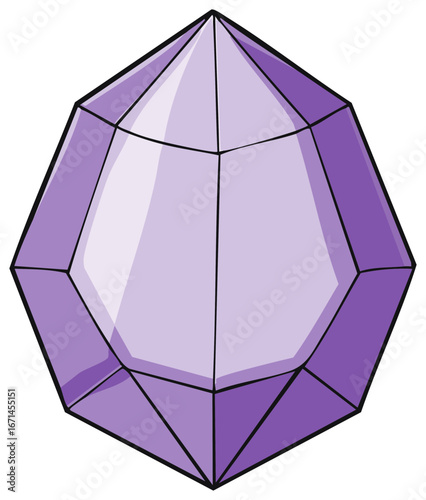 Vibrant Purple Gemstone Illustration Sparkling Faceted Jewel Bright Diamond Cut Crystal Design Element