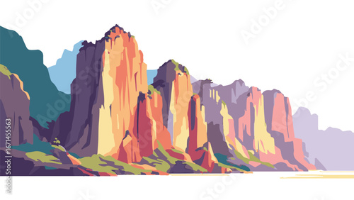 Red rock canyon mountain cliffs view