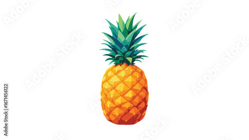 Tropical pineapple fruit on yellow background