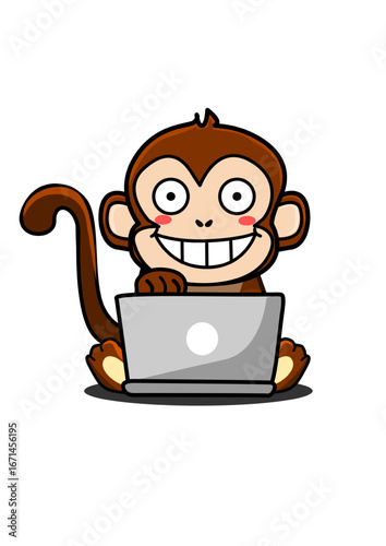  Illustration of a monkey working on a laptop