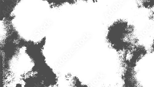 Abstract black and white texture with irregular cloudy patches and rough edges. Ink blots or smoky clouds spread distressed and grunge texture. Overlays, backgrounds, or artistic effects visual.