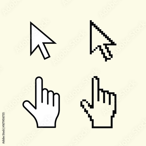 collection of computer pointer and cursor sign in flat style