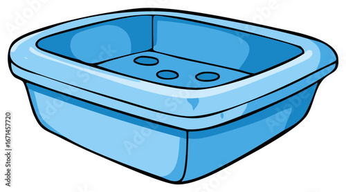 Bright blue rectangular soap dish vector illustration with drain holes for home bathroom decor