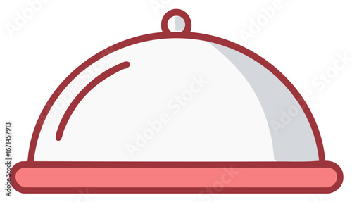 Elegant Silver Food Dome Cloche Serving Dish Illustration for Restaurant Service