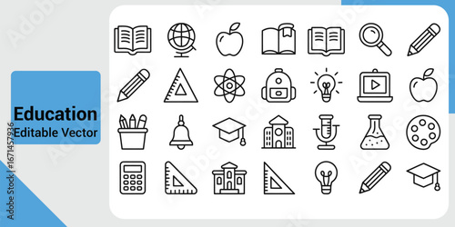 Education and Learning Line Symbols Seamless Pattern Vector Illustration Stock Photo for Teachers Students and Educational Institutions