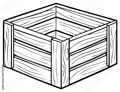 Simple Wooden Crate Illustration Empty Storage Box Container Graphic