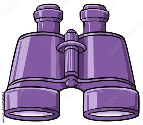 Purple Binoculars Illustration for Exploration and Viewing