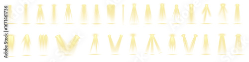 Theater spotlight collection with different angles and beam intensities. Transparent background allows easy overlay on any design. Perfect for web design, posters, and stage simulation.