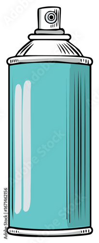 Cartoon Style Teal Aerosol Spray Can Illustration for Creative Designs and Concepts