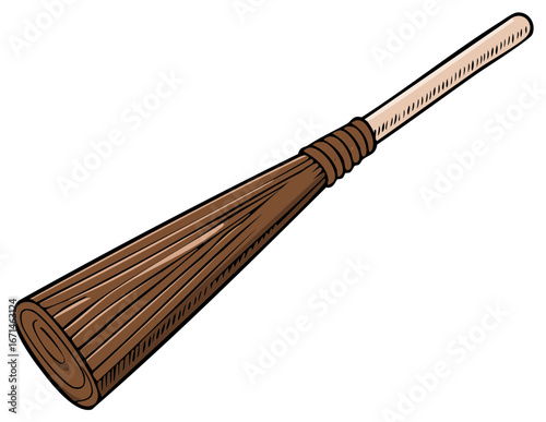 Cartoon illustration of a primitive wooden club with a textured handle