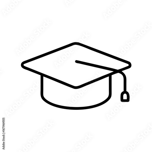 Graduation cap icon in minimal line art style