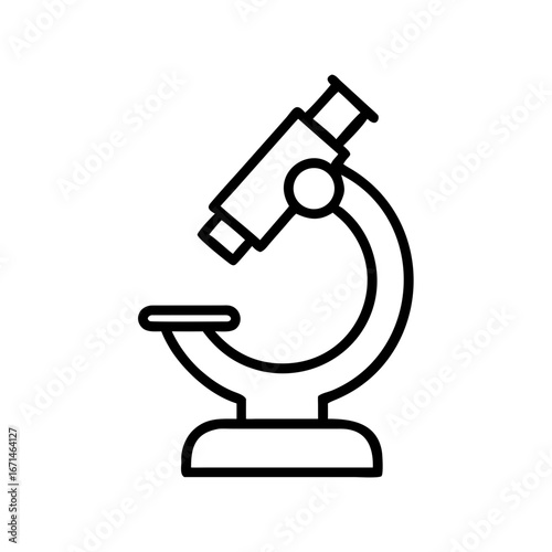 Microscope icon in minimalistic black and white design  