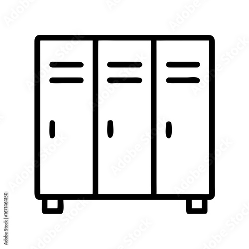Icon Three school locker cabinets in simple line art design  