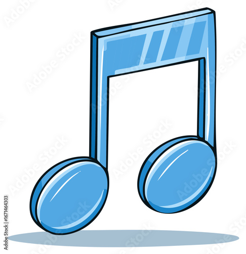 Cartoon style blue musical note symbol illustration