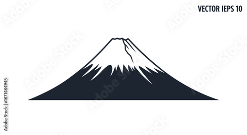 Iconic silhouette of Mount Fuji, a symbol of Japan, presented as a minimalist vector design