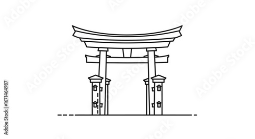 Minimalist Illustration of a Torii Gate A Gateway to Serenity and Cultural Heritage