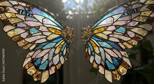 Colorful Stained Glass Butterfly Wings Sunlight Hanging Decor