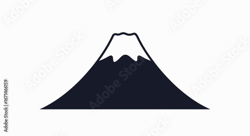Iconic Representation of Mount Fuji, Japan's Majestic Snow-Capped Volcano, Symbolizing National Pride and Natural Beauty