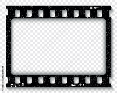 Old grunge movie film strip. Grunge filmstrip frame. Film frame photo strip. Camera roll vintage design.