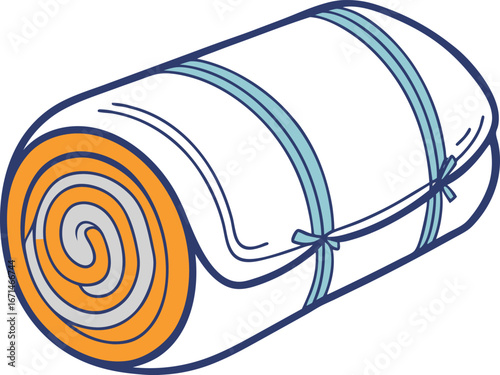 Line Art of Sleeping Bag Rolled Tightly