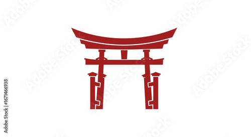 Elegant red Torii gate illustration, a traditional symbol of Japanese Shinto shrines and a spiritual gateway to the sacred