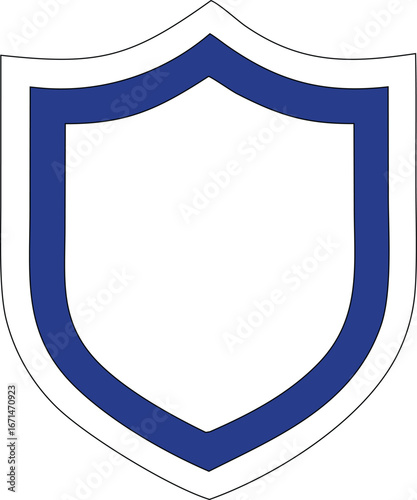 Classic shield emblem with blue border for security protection and heraldry symbolism offering a strong visual identity for brands