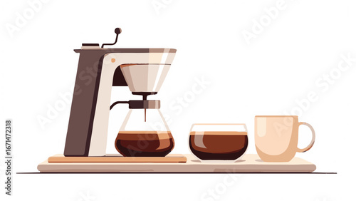 Modern Coffee Machine with Hot Cup of Coffee