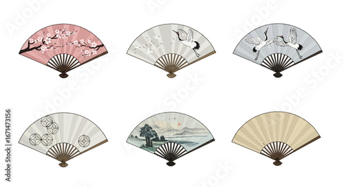 Elegant Collection of Hand Fans with Traditional Asian Designs