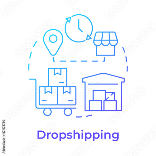 Dropshipping blue gradient concept icon. Sellers transferring orders. Inventory management method and technique. Round shape line illustration. Abstract idea. Graphic design. Easy to use in article