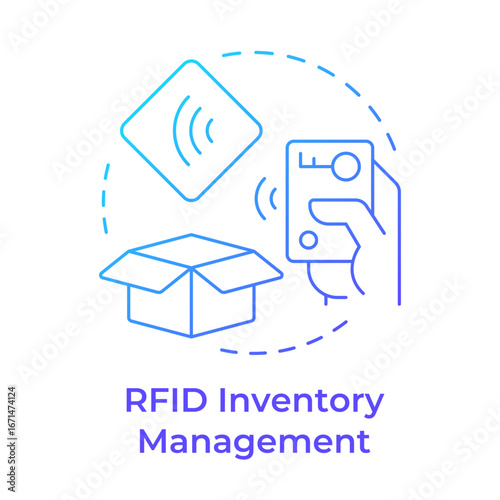 RFID inventory management blue gradient concept icon. Radio frequency identification. Resources control system. Round shape line illustration. Abstract idea. Graphic design. Easy to use in article