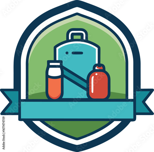 Minimalist Badge of Water Bottle and Backpack