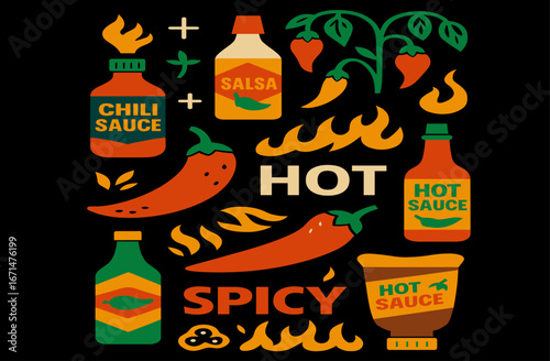 Chili love ilustration. Playful design. red hot chilies for t shirt print, poster, sticker, background and other uses. Red spicy chili artwork. Always fresh spicy graphic print design