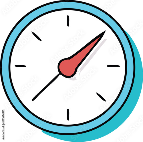 Hand-drawn clock face with red hand showing time for projects and deadlines easy to understand