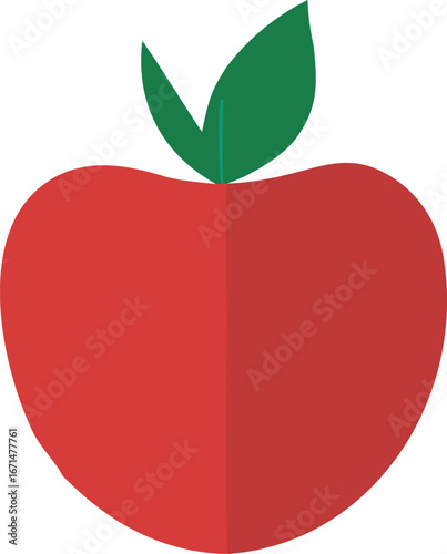 Vibrant red apple with green leaves a classic healthy fruit symbol for food and nutrition representing freshness and simplicity