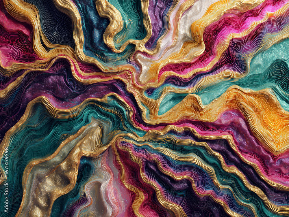 Fototapeta premium Colorful iridescent wave abstract pattern