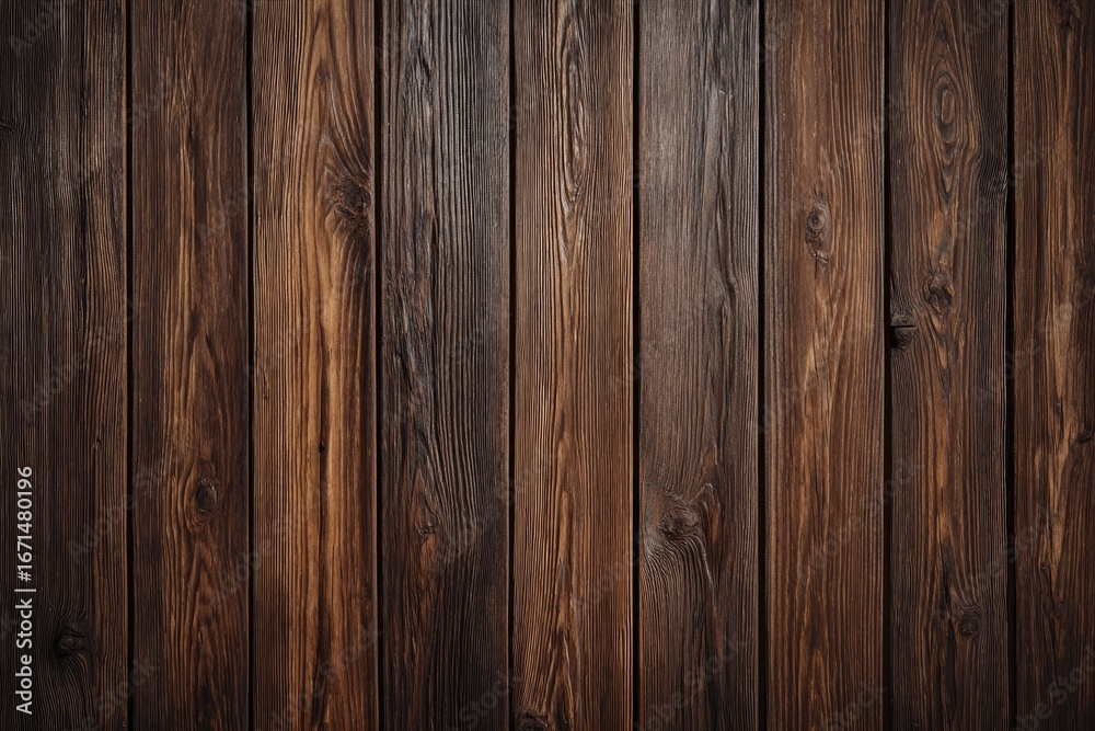 Naklejka premium Dark brown wooden planks, close-up