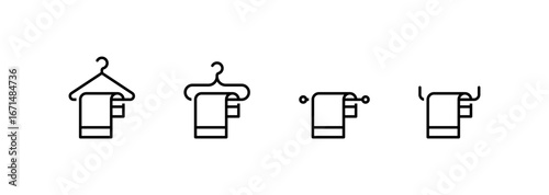 Hanging towel line icon isolated on white background