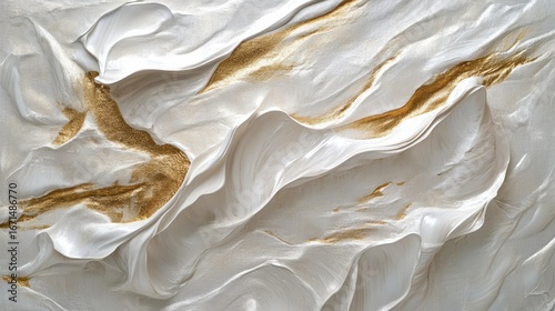 Wallpaper Mural Sophisticated artwork displays smooth white textures interwoven with striking gold lines, creating a sense of movement and depth Torontodigital.ca