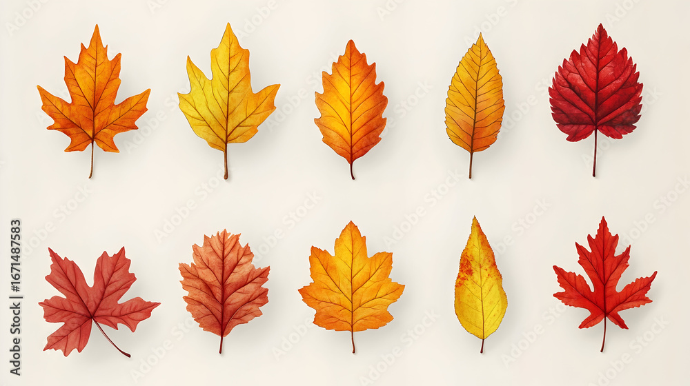Obraz premium Assorted autumn leaves various colors and shapes