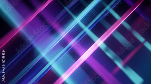 Cyber neon glowing lines crossing abstract background