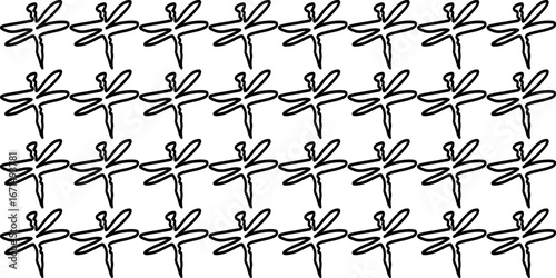 Dragonfly and butterfly line drawing background