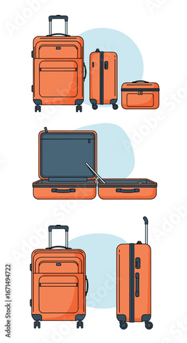 Stylish durable orange luggage collection for modern travel adventures
