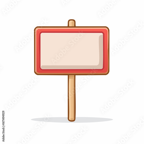 Blank Road Sign on Stick - Vector Illustration for Advertising or Information