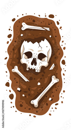 Archaeological dig unearths ancient human remains and skeletal fragments in earth