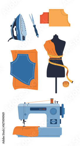 Essential sewing tools and supplies for garment creation and crafting
