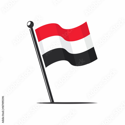 Yemen Flag Waving National Banner Icon