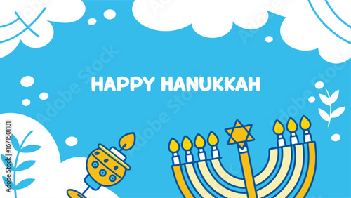 Celebrate Hanukkah joy with festive menorah and dreidel, spreading holiday cheer and tradition