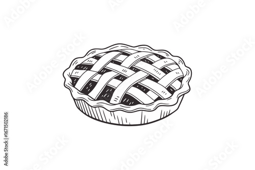Pie icon round pie with crisscross lattice baked dessert